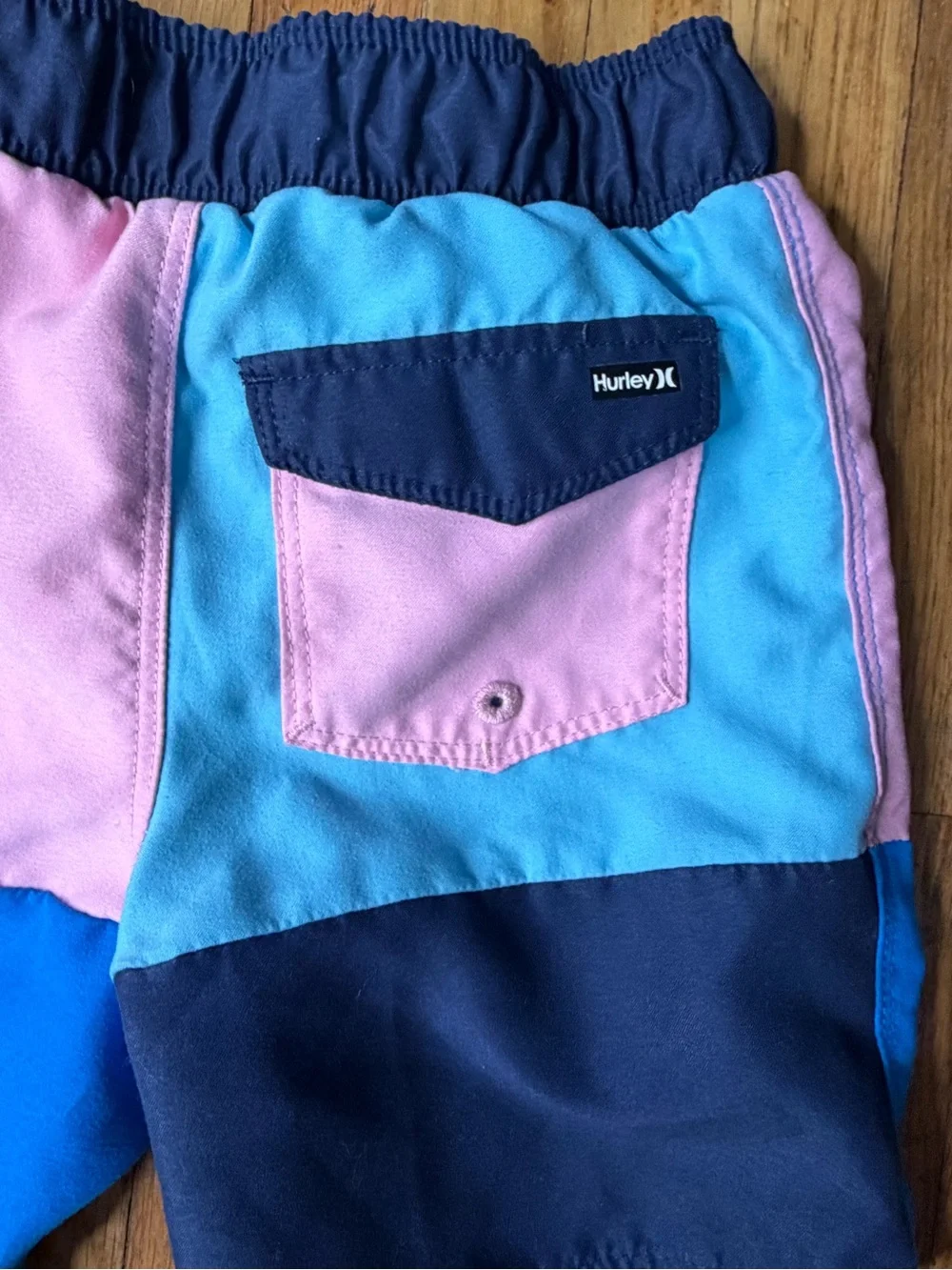 Hurley 4T Colorblock Kids Swim Shorts in Pink & Blue